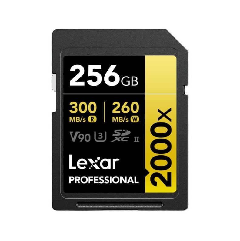 Memoria SD Lexar Gold Series 2000x 256GB UHS II U3 V90 8k Dorado