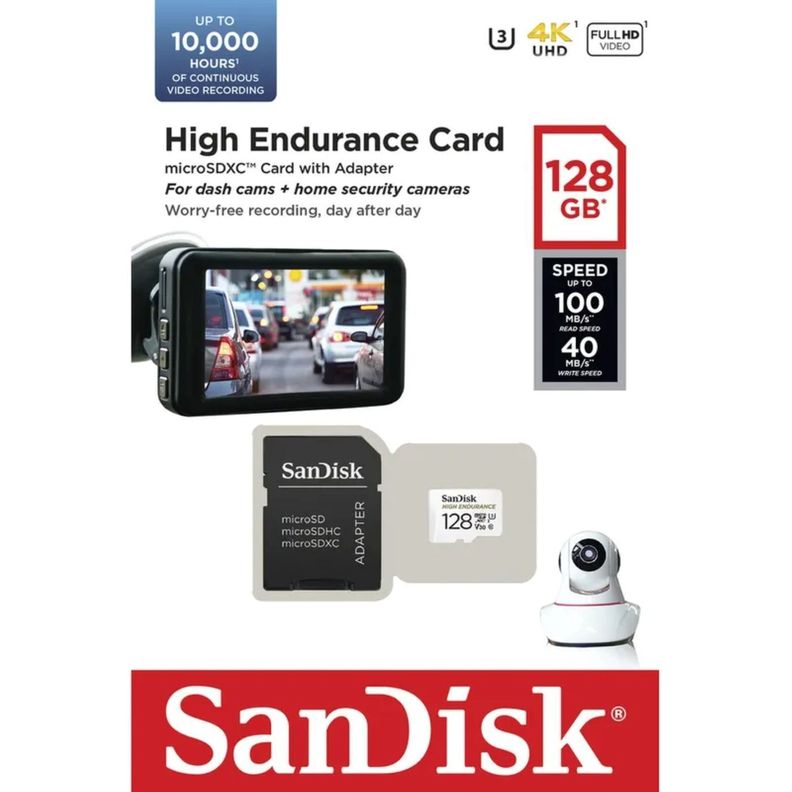 Memoria Micro Sd Sandisk High Endurance 128gb 100mbs 4k V30-2