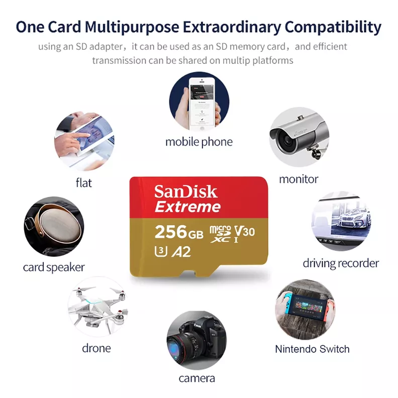 Memoria Micro Sd Sandisk Extreme 256 Gb 190mb/s U3 A2 V30 4k-5