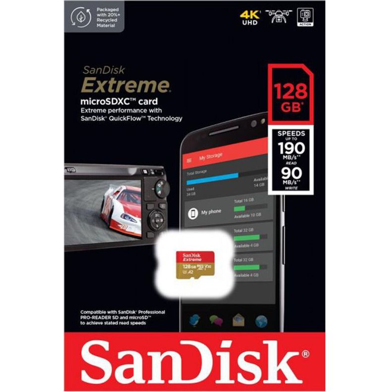 Memoria Micro Sd Sandisk Extreme 128 Gb 190mb/s U3 A2 V30 4k-2