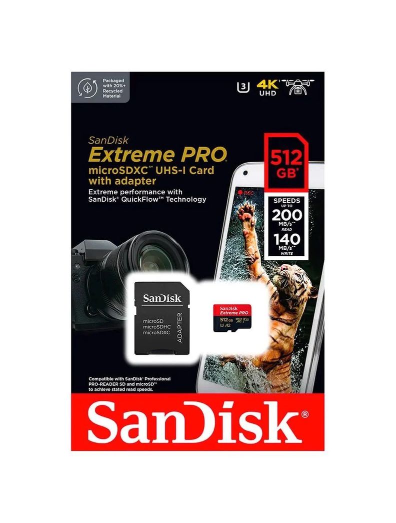 Memoria Micro Sd Sandisk Extreme Pro 512 Gb 200mbs U3 V30 4k-3