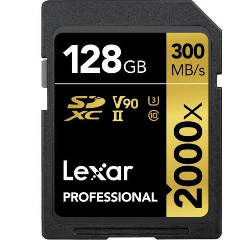 Memoria SD Lexar Gold Series 2000x 128GB UHS II U3 V90 8k Dorado
