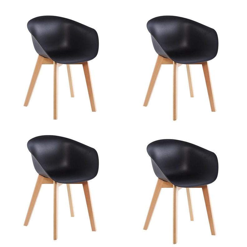 Pack x4 Sillas de Comedor con Apoyabrazos Tulip Negra Midtown-0