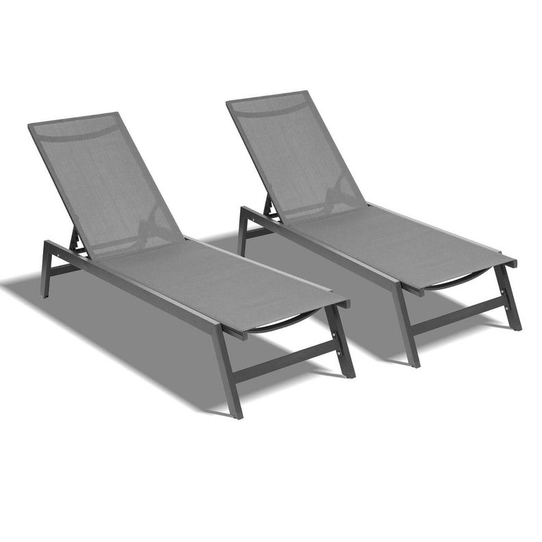 Juego de Reposeras Aluminio Gris Oscuro X2 Midtown-0