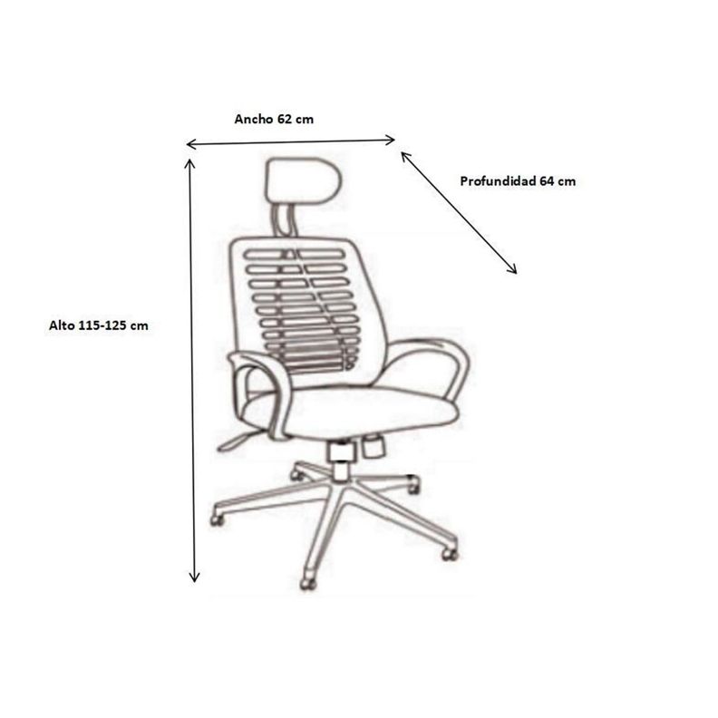 Silla De Oficina Mesh Con Cabezal Gris Midtown-4