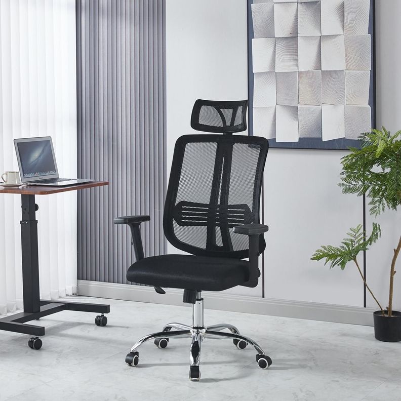 Silla De Oficina Mesh Ergonómica Base Cromada-4