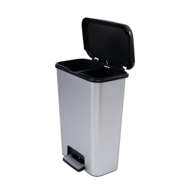 Basurero Reciclaje Compatta Duo 50L Steel Plata XL
