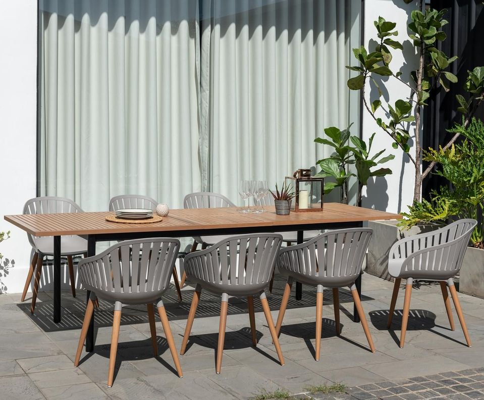 Juego De Terraza Extensible Madera 267x90cm Cannes con 8 Sillas-4