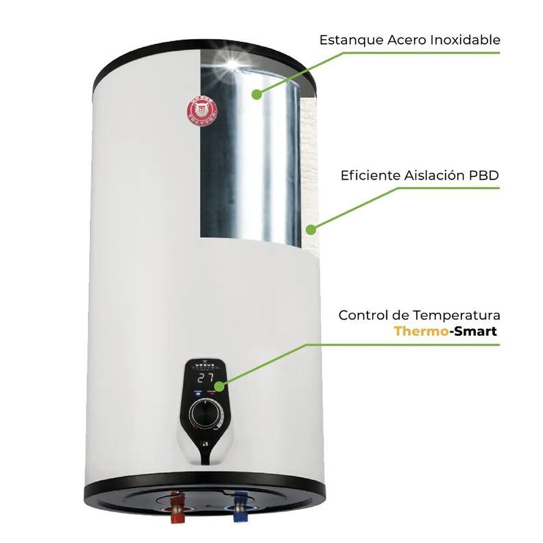 TERMO ELECTRICO ACERO INOXIDABLE URSUS TROTTER 100L 2KW MURO-1