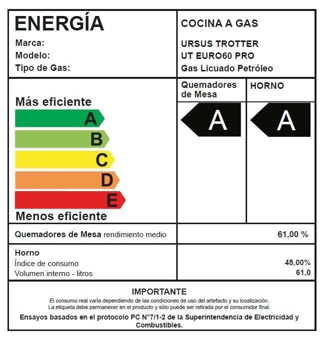 COCINA 4 PLATOS UT EURO 60 PRO GAS LICUADO-4