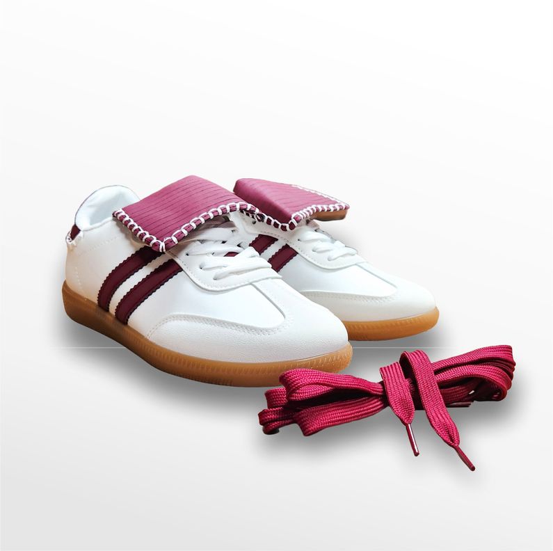 ZAPATILLAS MUJER BLANCO/BUR RAYAS PU-0