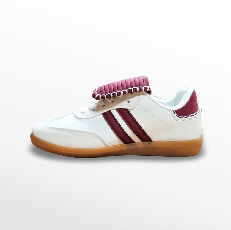 ZAPATILLAS MUJER BLANCO/BUR RAYAS PU-1