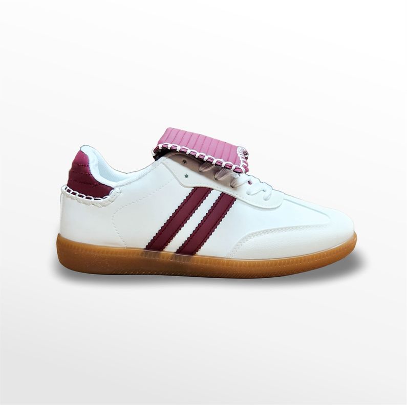 ZAPATILLAS MUJER BLANCO/BUR RAYAS PU-2