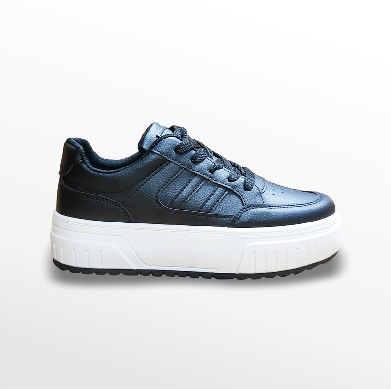 ZAPATILLAS MUJER NEGRO PLATAFORMA PU-0