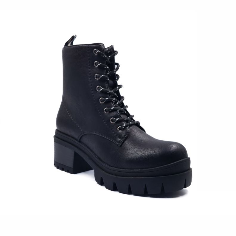 BOTIN MUJER NEGRO PU CORDON 102-0