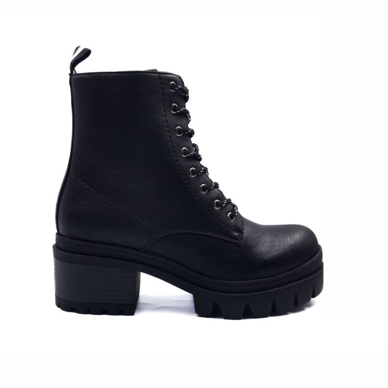 BOTIN MUJER NEGRO PU CORDON 102-1
