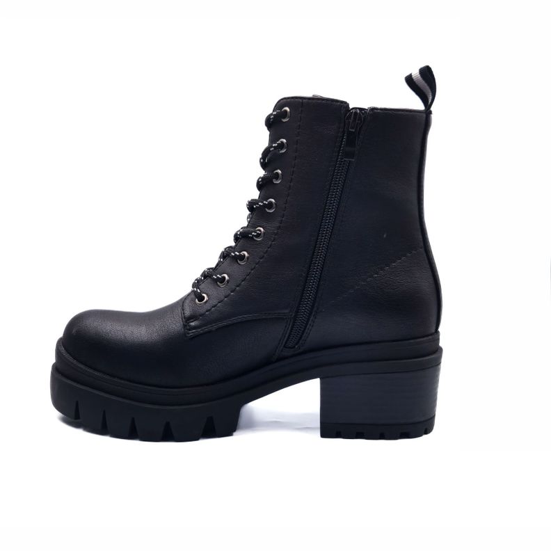 BOTIN MUJER NEGRO PU CORDON 102-2