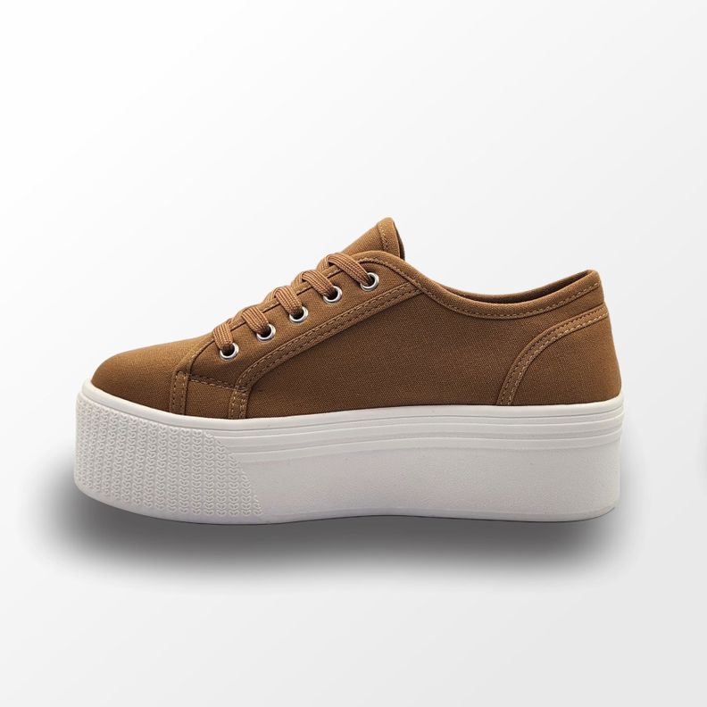 Zapatilla Mujer Lona Café Claro-1