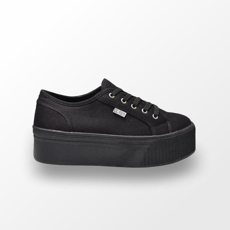 Zapatilla Mujer Lona Negra-0