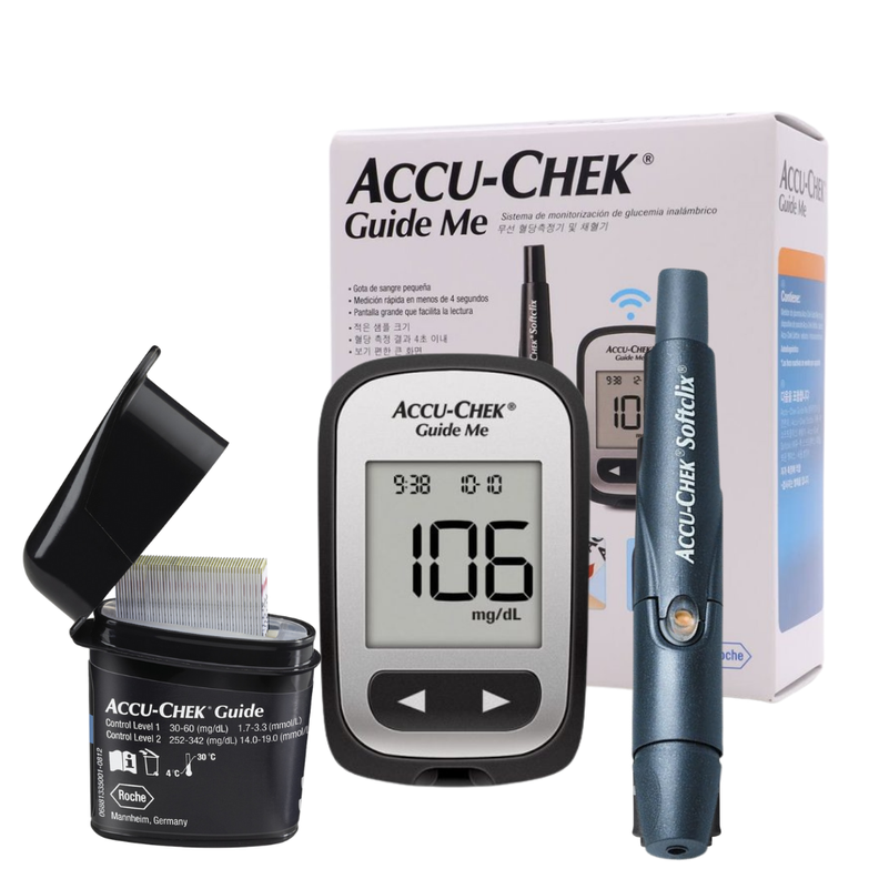 Pack Glucometro - Accu-chek Guide Me 50 Tiras + 50 Lanceta Azul
