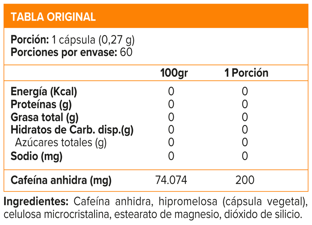 Caffeine 200, Energía (60 caps) - Original-1