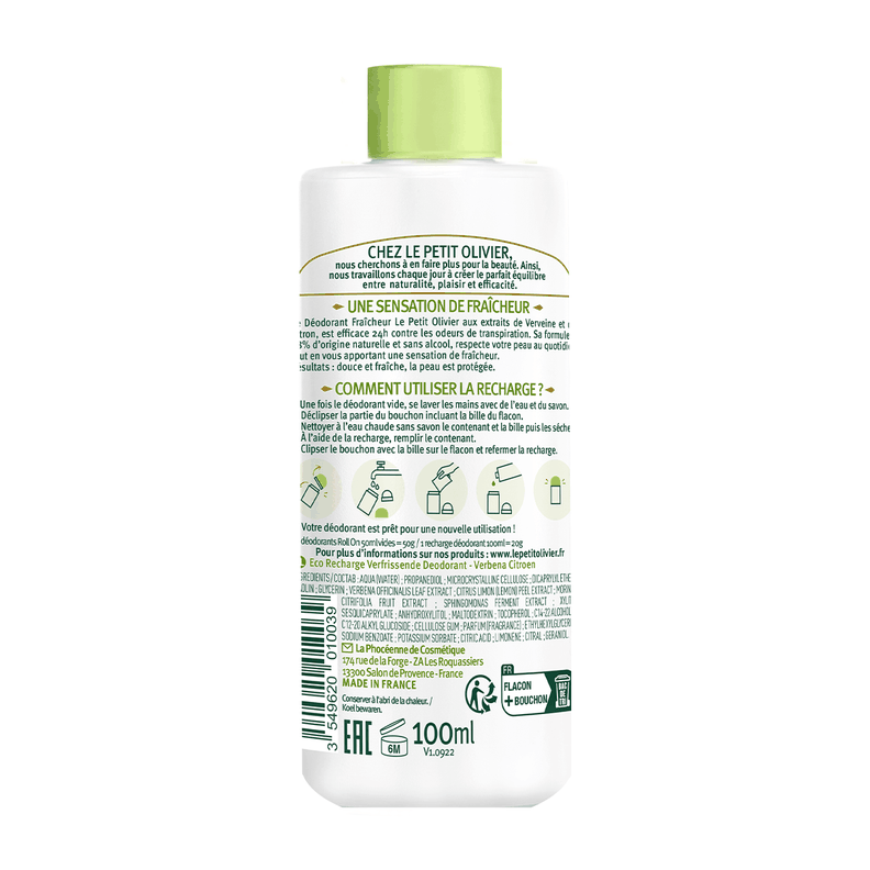 Eco Refill Desodorante Verbena Limón 100ml, Le Petit Olivier-1