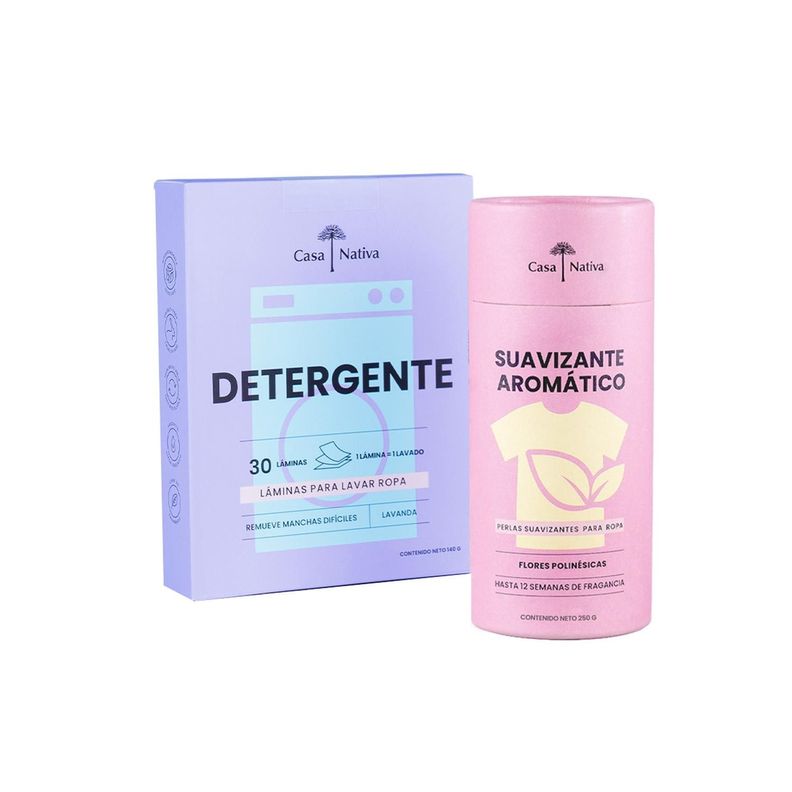 Pack Detergente Láminas Lavanda y Suavizante Flores Pol ...-0