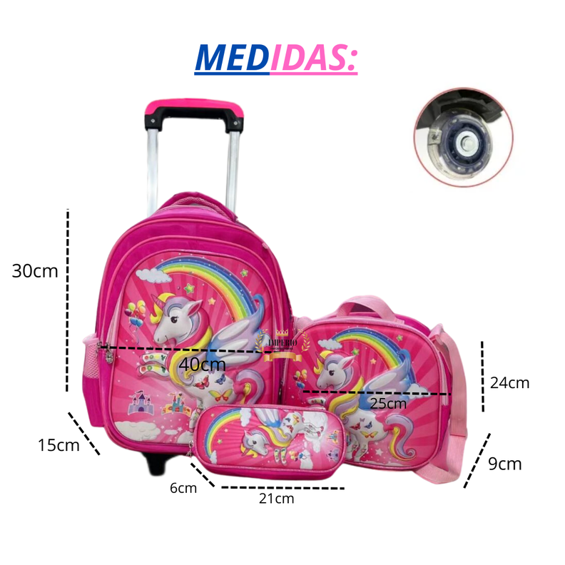 Mochila con Ruedas Niña Diseño De Unicornio-1