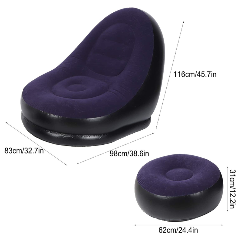 Sofa Sillon Inflable 2 Piezas Inflador Manual-1