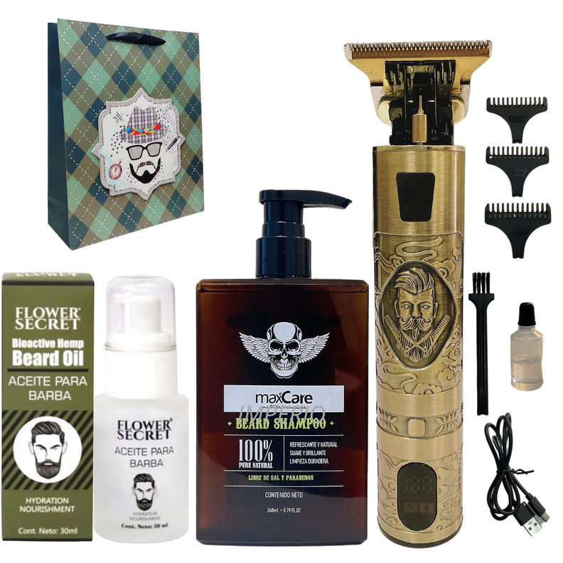 Pack Barberia Maquina De Afeitar Aceite De Barba -0