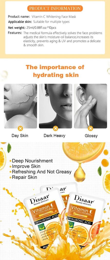 Mascarilla Facial Vitamina C 10 Unidades-3
