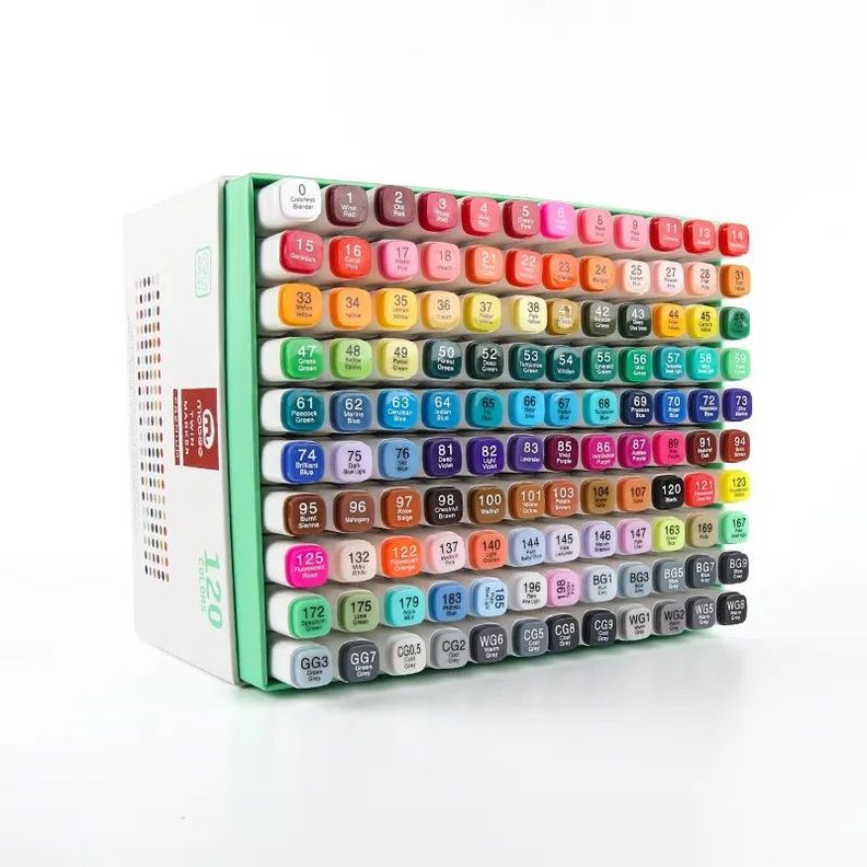 Marcadores Doble Punta 120 Lápices Colores Plumón Rotulador-1