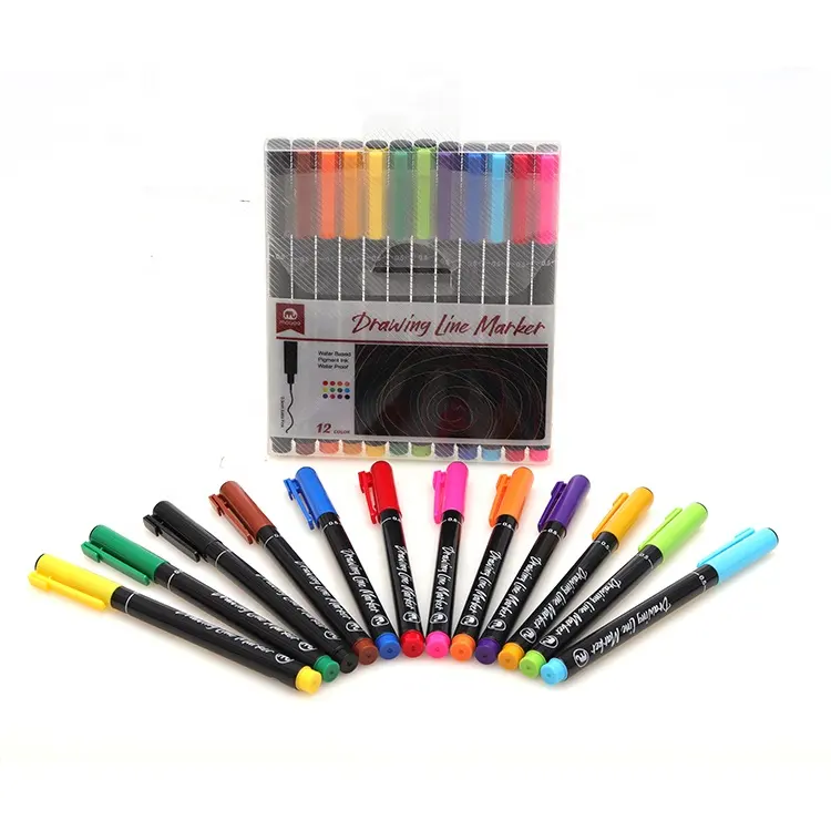 Lapices Tiralineas Set 12 Colores Lettering Marcador Mobee-0
