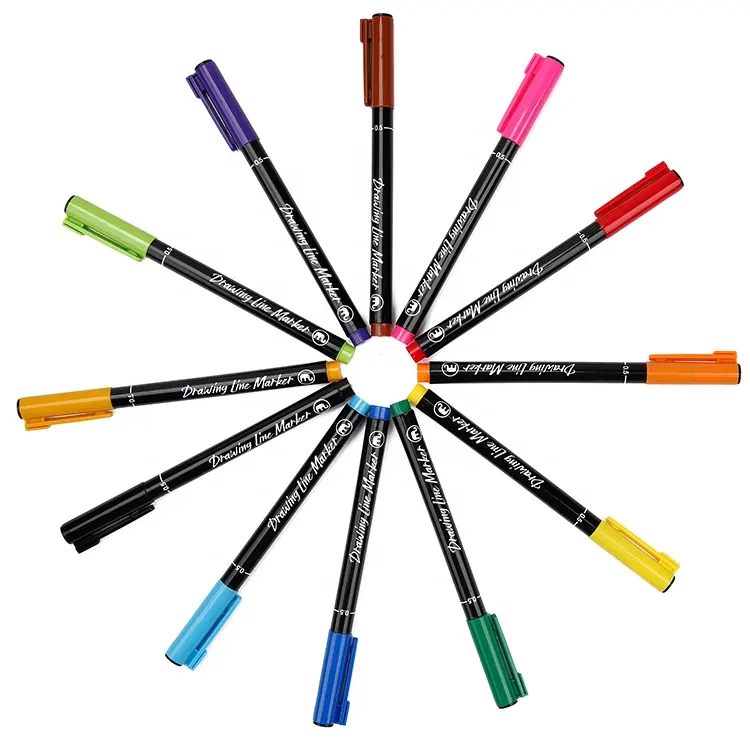 Lapices Tiralineas Set 12 Colores Lettering Marcador Mobee-1