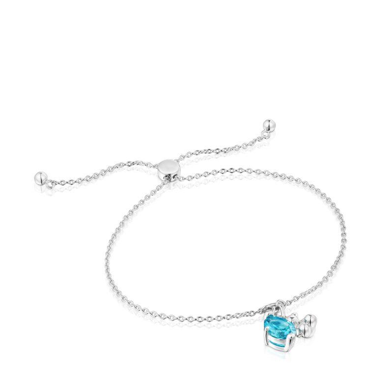 Pulsera motivo oso de plata y zafiro azul Bold Bear LGG-0