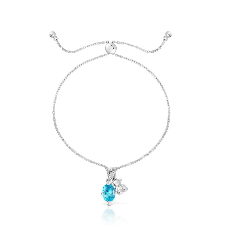Pulsera motivo oso de plata y zafiro azul Bold Bear LGG-1