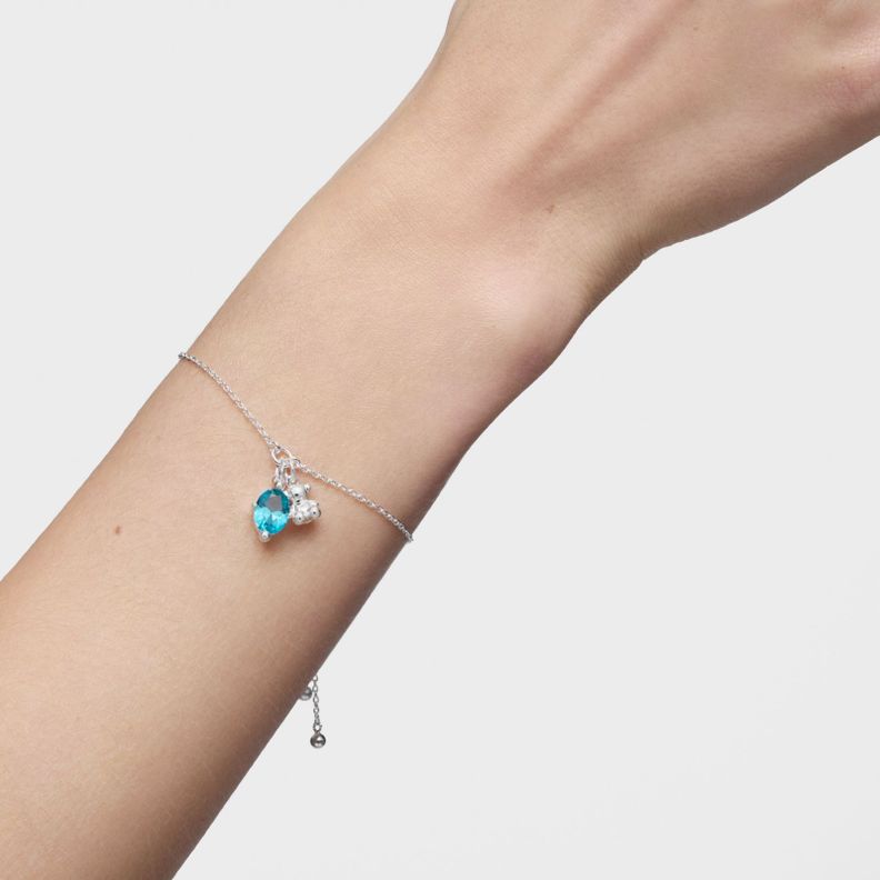 Pulsera motivo oso de plata y zafiro azul Bold Bear LGG-5