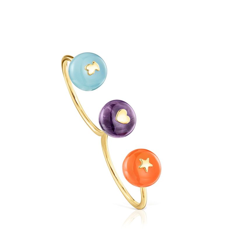 Anillo abierto doble de oro y gemas TOUS Balloon-0