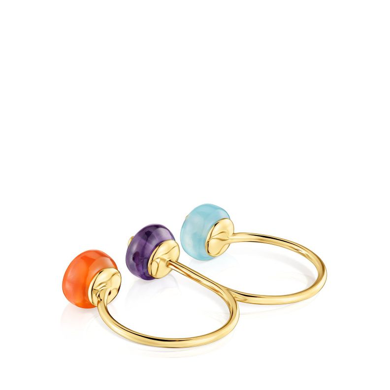 Anillo abierto doble de oro y gemas TOUS Balloon-2