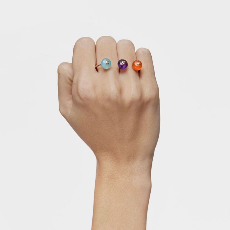 Anillo abierto doble de oro y gemas TOUS Balloon-5