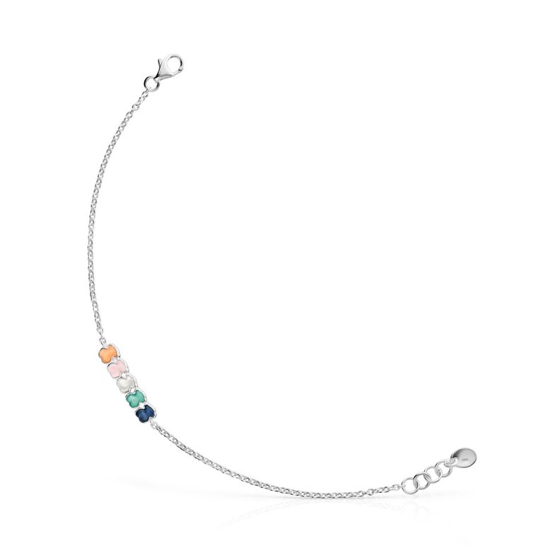 Pulsera Tous Mini Color de Plata con Gemas-0