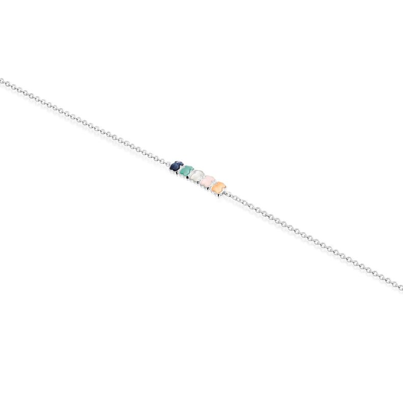 Pulsera Tous Mini Color de Plata con Gemas-2