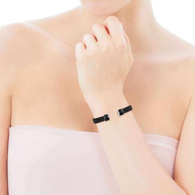 Pulsera Tous Mesh Color de Acero IP negro y Ónix-3