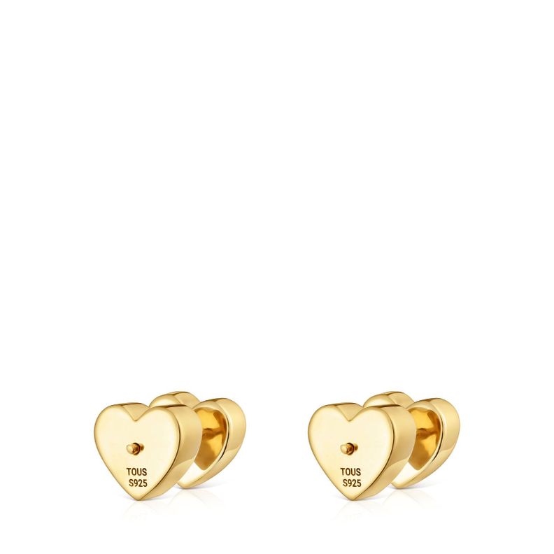Pendientes corazón con baño de oro 18 kt sobre plata y rodolitas TOUS 1950-2