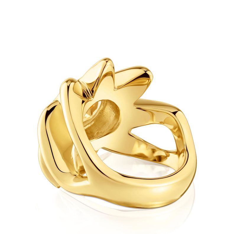 Anillo con baño de oro 18 kt sobre plata y citrino-1
