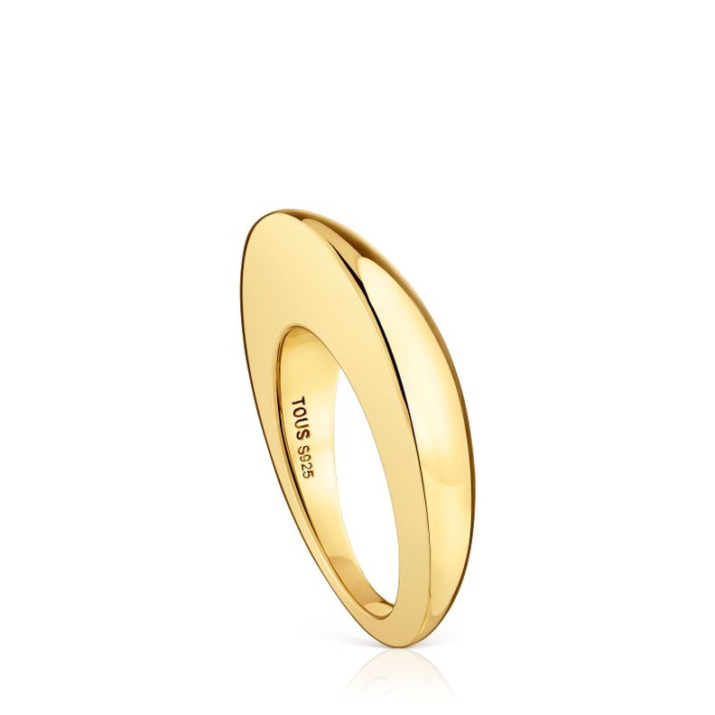 Anillo liso con baño de oro 18 kt sobre plata Dybe-0