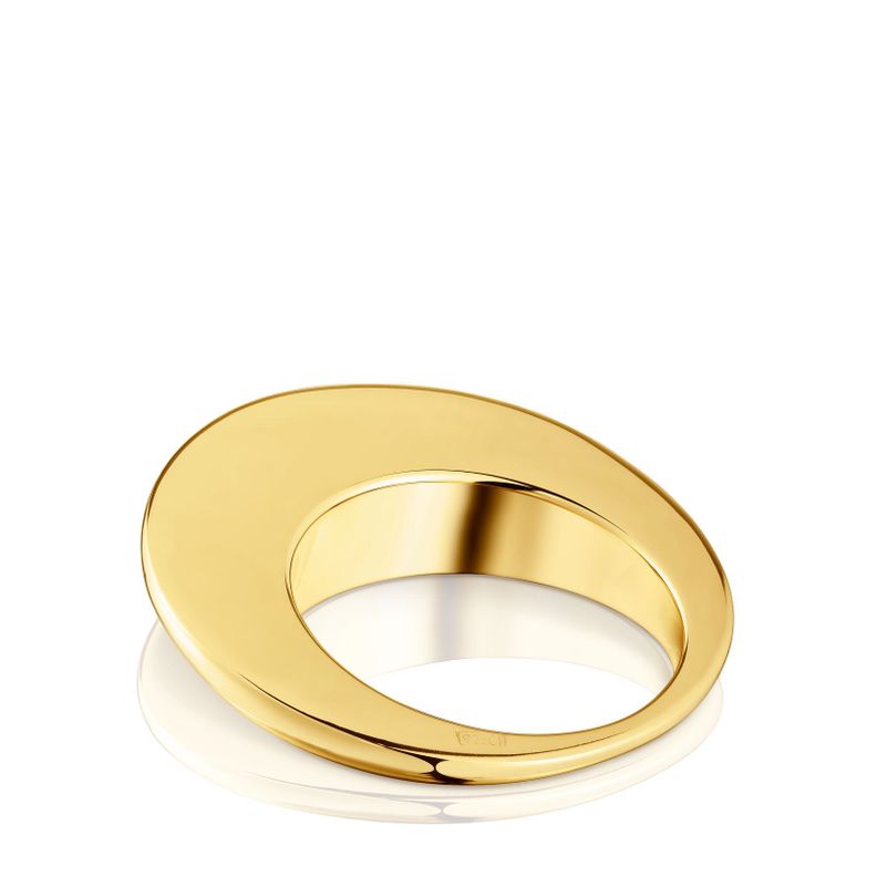 Anillo liso con baño de oro 18 kt sobre plata Dybe-2
