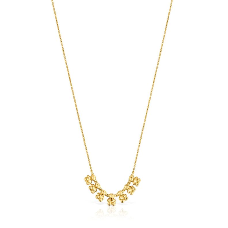 Collar corto con baño de oro 18 kt sobre plata y detalle Bold Bear-0