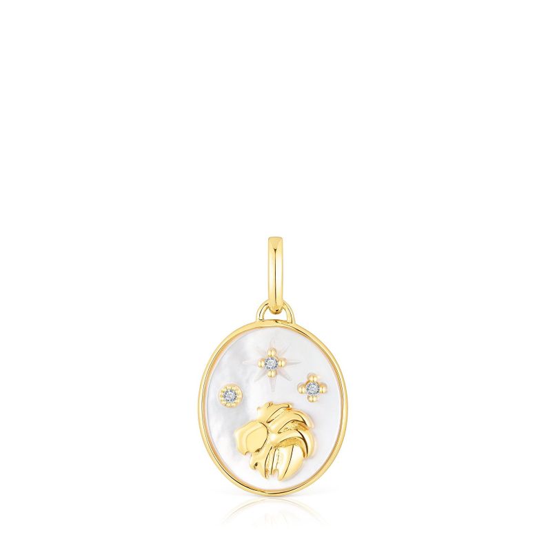 Colgante Leo de vermeil con nácar y topacios  TOUS Horoscope-0