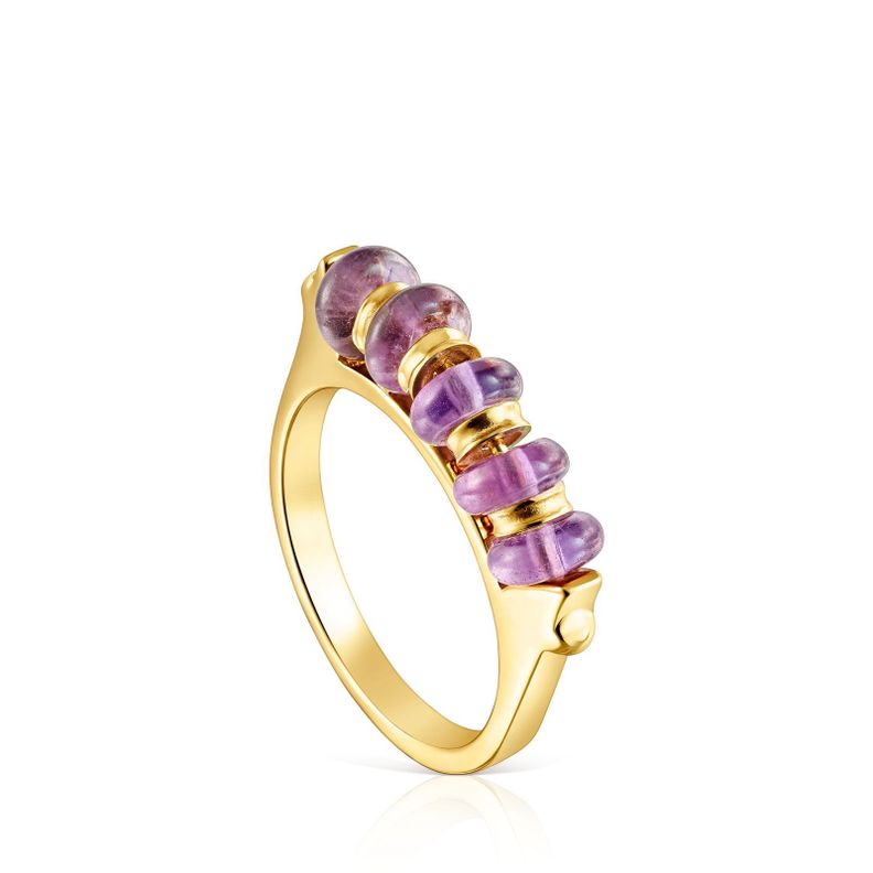 Anillo barra de plata vermeil y amatista Virtual Garden Tous-0